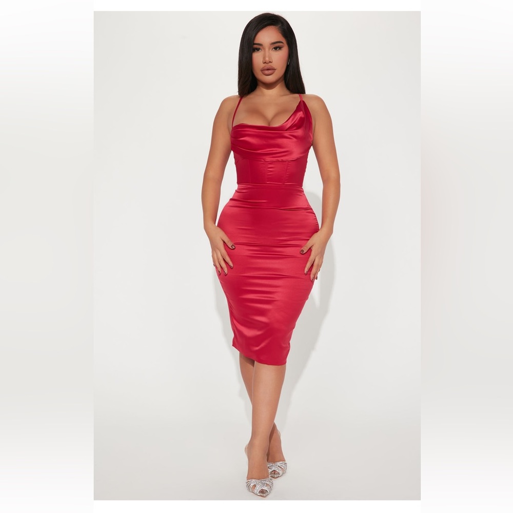 Fashion Nova- Wifey Type Satin Midi